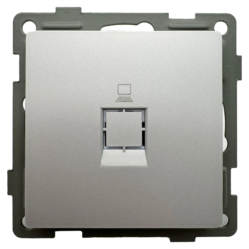 Розетка RJ45 1-я серебро Софт-тач